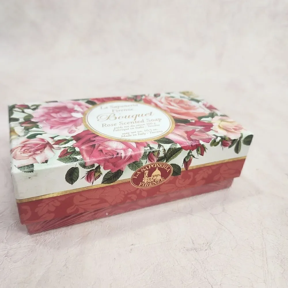 NEW La Saponeria 10.5 oz Firenze Bouquet Rose Scented Soap Made in Tuscany Italy